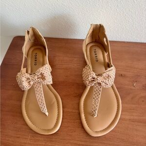 Torrid Beige Sandals with Rhinestone Bow